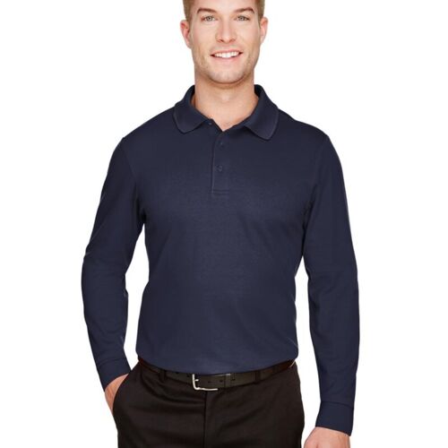 Men's Tall CrownLux Performance® Plaited Long Sleeve Polo Thumbnail